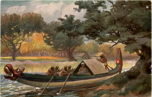 Indisches Ruderboot - Künstler AK Rave -654386