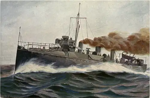 Englischer Torpedobootszerstörer Velox - Künstler AK Rave -654378