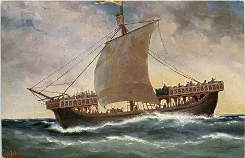 Englisches Kriegsschiff - Künstler AK Rave -654392