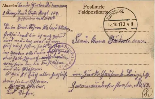 Ein russischer Ackerpflug von Dorfeinwohnern gezogen - Feldpost Landsturm Inf Reg. 104 -654516