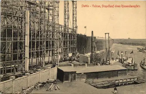 Stettin - Vulcan Stapellauf eines Riesedampfers -654652