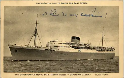 Mail Motor Vessel Capetown Castle - Schiffspost -655400