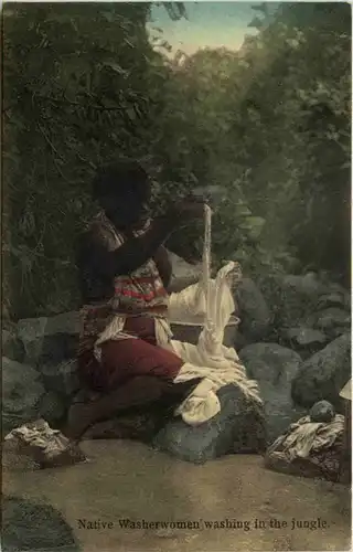 Panama - Native Washerwomen washing in the jungle -655612