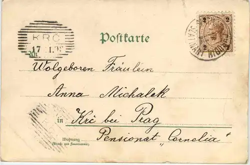 Leipzig - Barfussberg - Töpferplatz während der Messe - Litho -655618