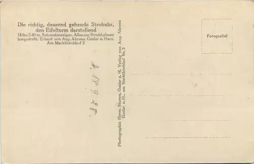 Goslar - Der Eifelturm Kunststrohuhr -655784