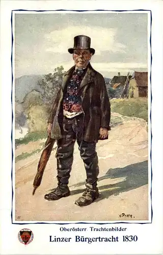 Oberösterreicher Trachtenbilder - Linzer Bürgertracht 1830 -655834