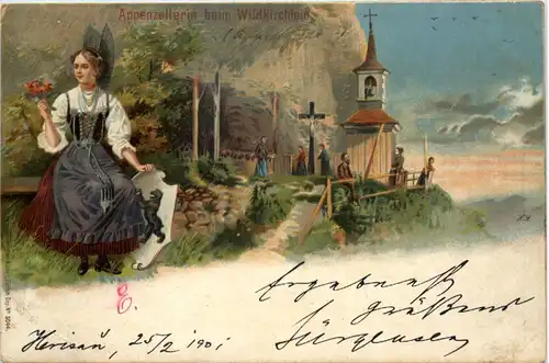 Appenzellerin beim Wildkirchlein -655854