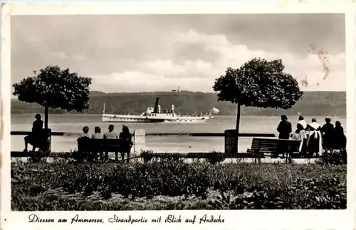 Am Ammersee, Diessen, Strandpartie mit Blick auf Andechs -536064