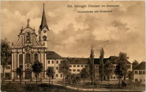 Am Ammersee, Diessen, St.Georgen, Klosterkirche mit Klosterhof -536096