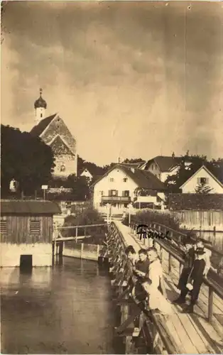 Ammersee, Unter-Schondorf, Strandpromenade mit altem Kirchlein -536836