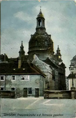 Dresden, Frauenkirche v.d. Terrasse gesehen -537236