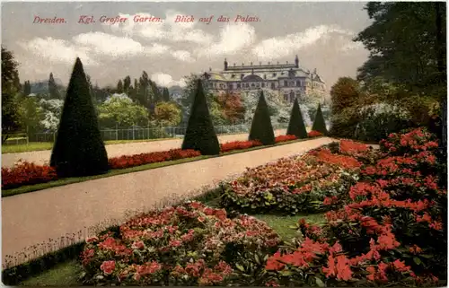 Dresden, Kgl. grosser Garten, Blick auf das Palais -537094