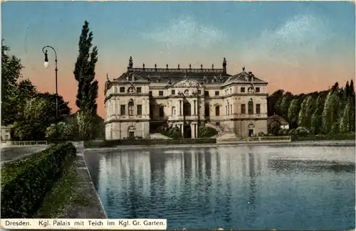 Dresden, Kgl. Grosser Garten, Palais mit Teich -537212