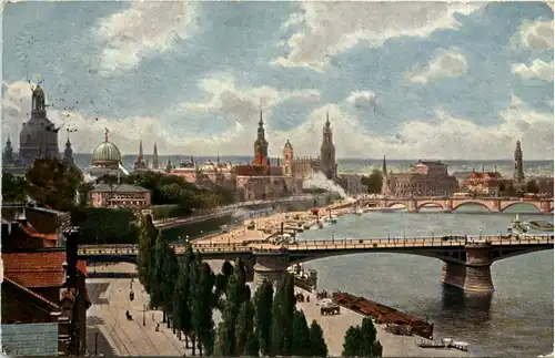 Dresden, Carola- und Friedrich-August-Brücke u. Altstadt -537300