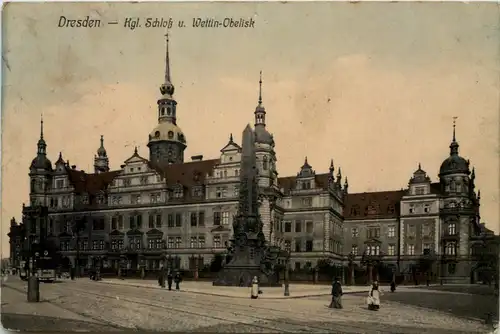 Dresden, Kgl. Schloss und Wettin-Obelisk -537494