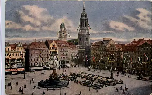 Dresden, Altmarkt, Kreuzkirche und Rathausturm -537724