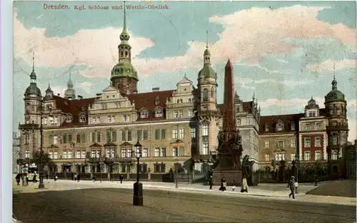 Dresden, Kgl. Schloss und Wettin-Obelisk -537812