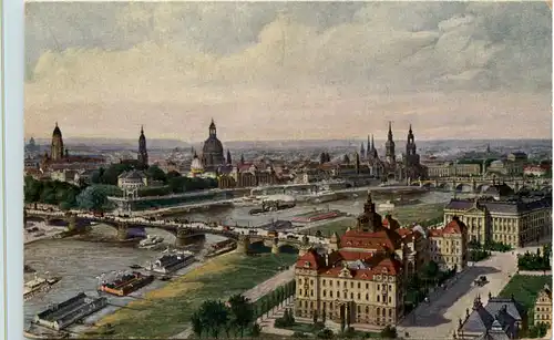 Dresden, Zeppelin-Ansicht der Ministerien und der Altstadt -537780