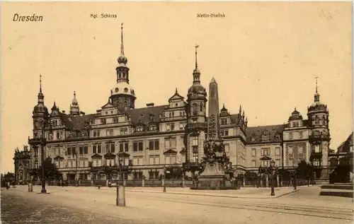 Dresden, Schloss u. Wettin-Obelisk -537866