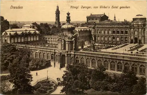 Dresden, Kgl. Zwinger, von Webers Hotel gesehen -537906