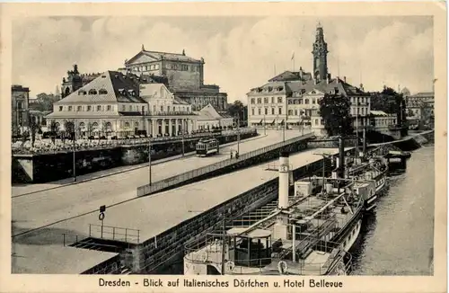 Dresden, Blick auf Italienisches Dörfchen u. Hotel Bellevue -538022