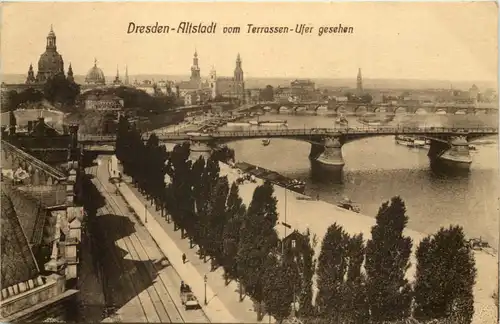 Dresden-Altstadt vom Terrassen-Ufer gesehen -538118