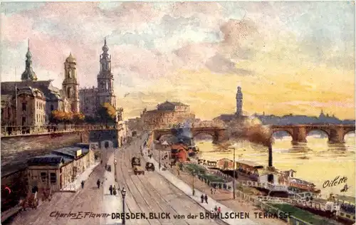 Dresden, Blick von der Brühlschen Terrasse -538032
