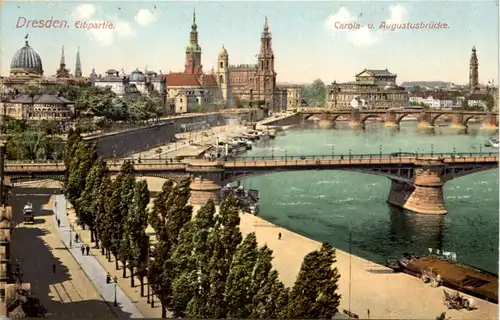 Dresden, Elbpartie, Carola- und Augustusbrücke -538102