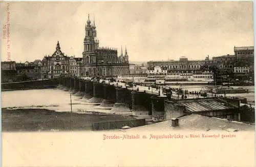 Dresden-Altstadt m. Augustusbrücke v. Hotel Kaiserhof gesehen -538134