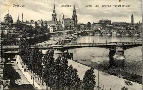 Dresden, Elbpartie, Carola- und Friedrich August-Brücke -538106