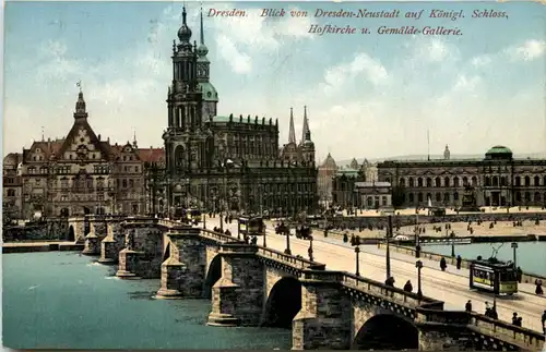 Dresden-Neustadt, Blick auf Kgl.Schloss, Hofkirche u. Gemälde-Galerie -538132