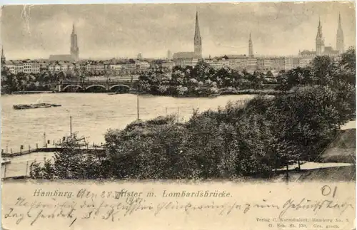 Hamburg, Alster mit Lombardsbrücke -538226