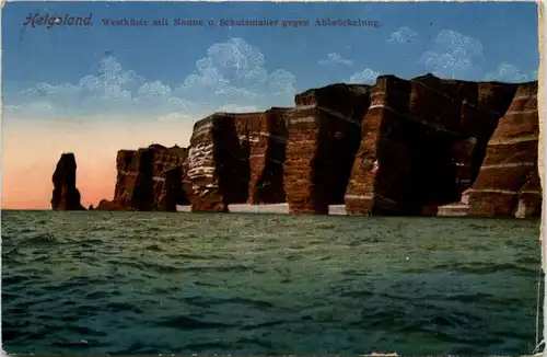 Helgoland, Westküste mit Nonne und Schutzmauer gegen Abbröckelung -538358