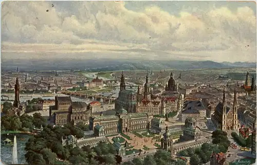 Dresden, Zeppelin-Ansicht von div. Sehenswürdigkeiten -538412