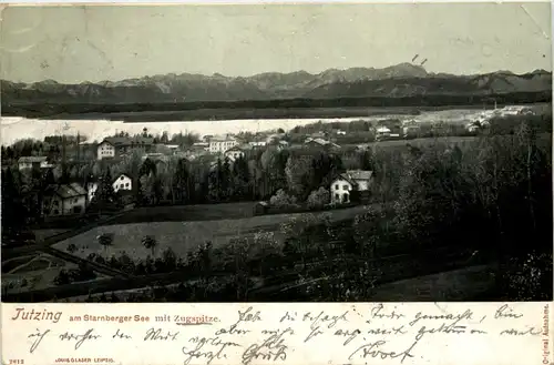 Gruss aus Tutzing, am Starnberger See mit Zugspitze -538862