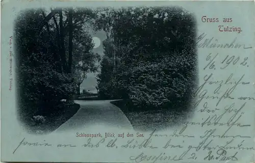 Gruss aus Tutzing, Schlosspark, Blick auf den See -538858