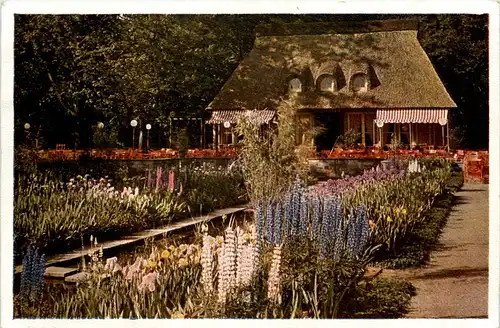 Dresden, Reichsgartenschau, Irisgarten mit Cafe Eden -538690