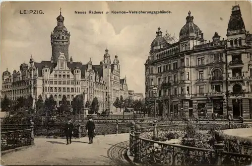 Leipzig, Neues Rathaus u. Kosmos-Versicherungsgebäude -538974