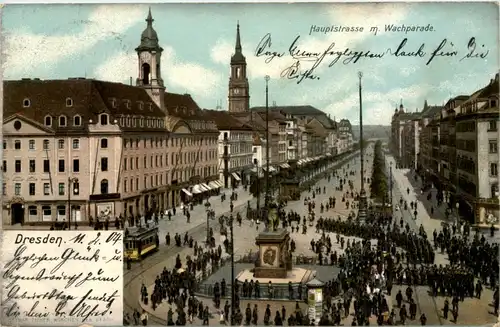 Dresden, Hauptstrasse mit Wachparade -539192