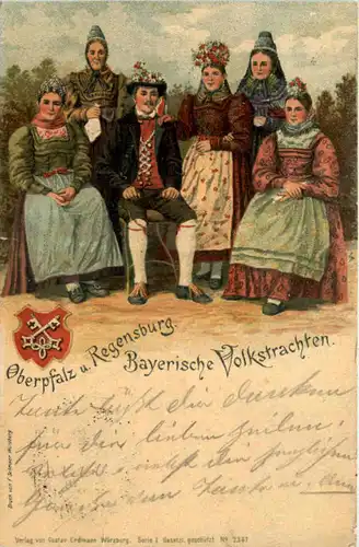 Bayrische Volkstrachten - Regensburg - Litho -656212