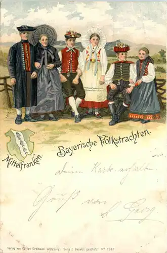 Bayrische Volkstrachten - Mittelfranken - Litho -656194