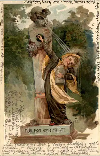 München - Nur koa Wasser nöt - Bier - Litho -656686