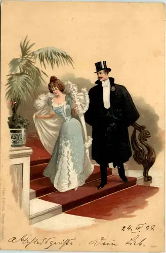 Künstler AK - Herr im Anzug mit Zylinder -656338