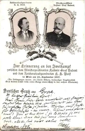 Wien - Zweikampf Ministerpräsident Kasimir Graf Badeni und K. H. 1897Wolf -657470