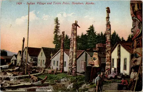 Alaska - Indian Village and Totem Poles Howkan -657914