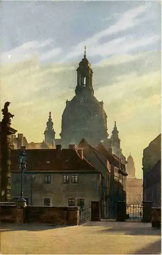 Dresden, Blick von der Brühlschen Terrasse auf die Frauenkirche -537328