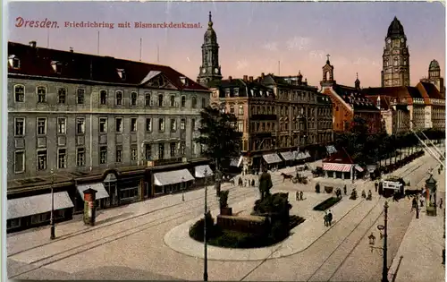 Dresden, Friedrichring mit Bismarckdenkmal -537788