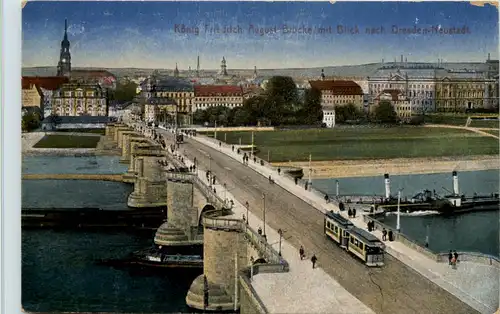 Dresden, König Friedrich-August-Brücke mit Blick über Neustadt -537808