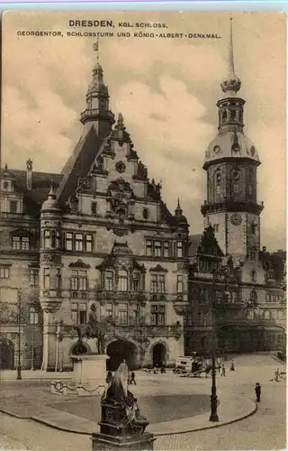 Dresden, Georgentor, Schlossturm und König-Albert Denkmal -537848