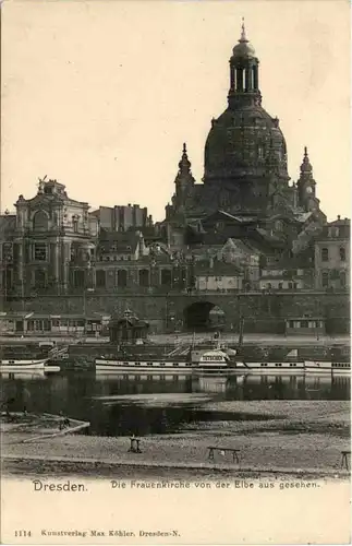 Dresden, die Frauenkirche von der Elbe aus gesehen -537316